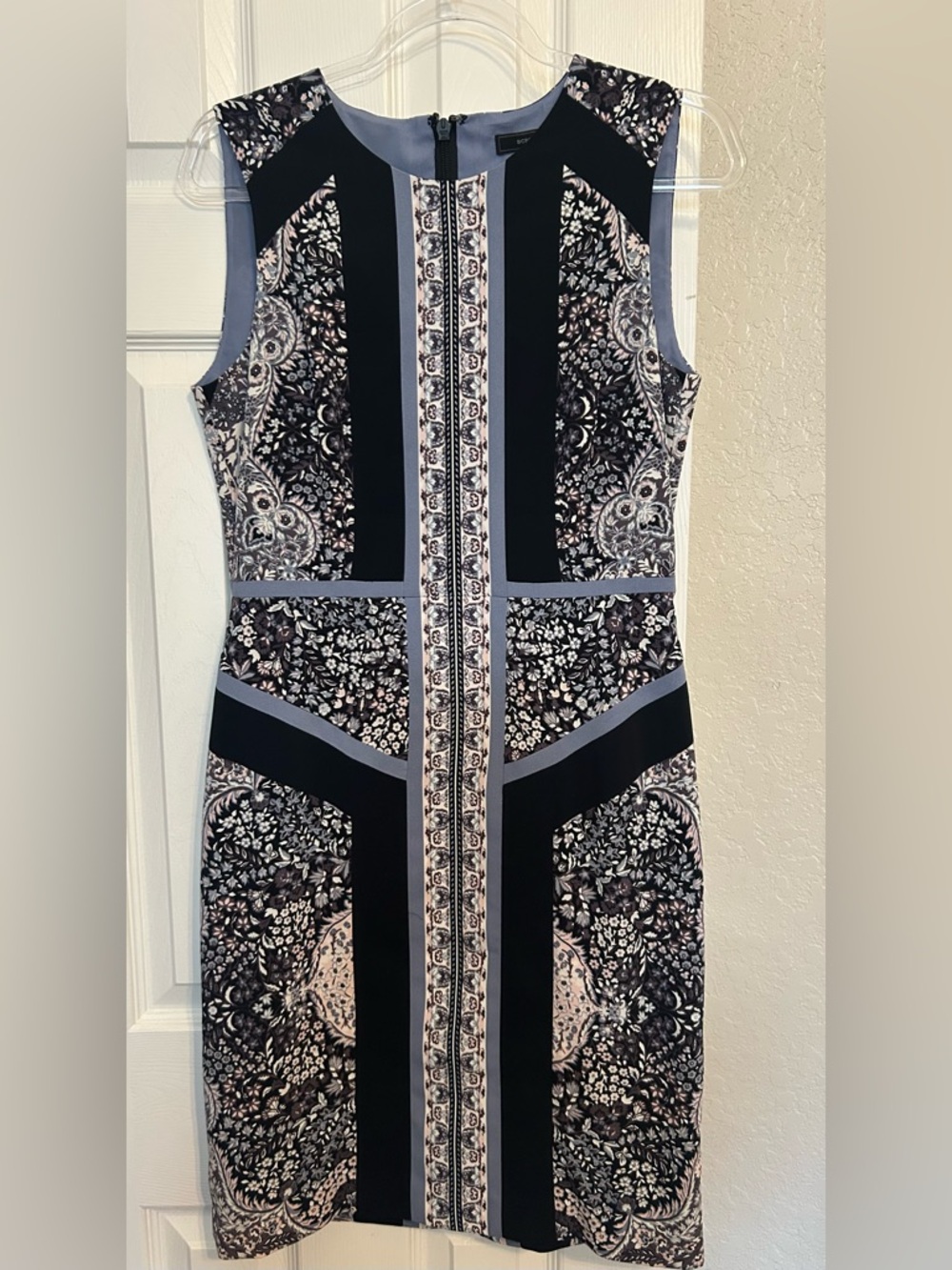 BCBGMaxAzria Navy & Light Blue Printed Sheath Dress